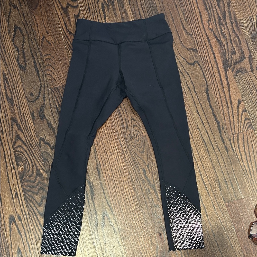 lululemon athletica Black Leggings with Metallic Stud Hem
